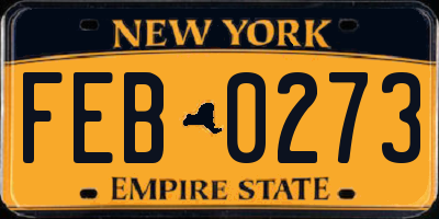NY license plate FEB0273