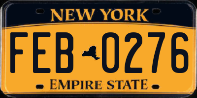 NY license plate FEB0276