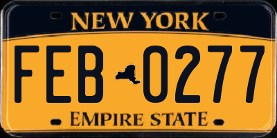 NY license plate FEB0277