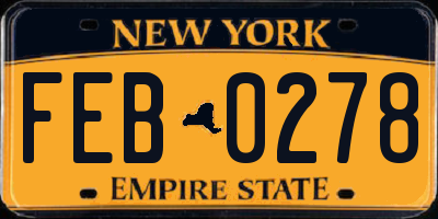 NY license plate FEB0278