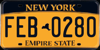 NY license plate FEB0280