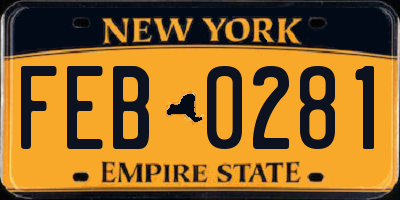 NY license plate FEB0281