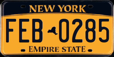 NY license plate FEB0285