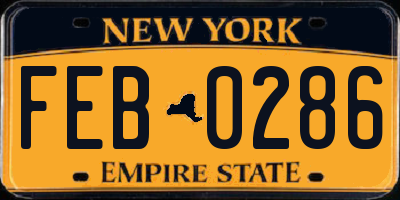 NY license plate FEB0286