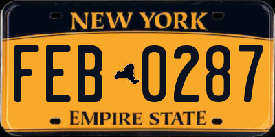 NY license plate FEB0287