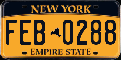 NY license plate FEB0288