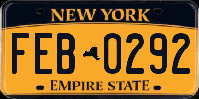 NY license plate FEB0292
