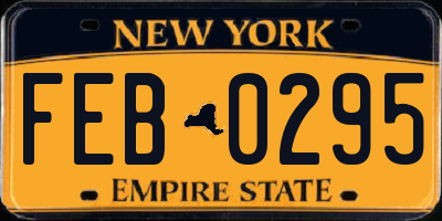 NY license plate FEB0295