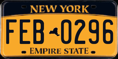 NY license plate FEB0296