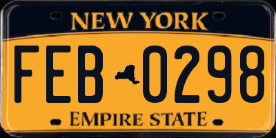 NY license plate FEB0298