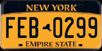 NY license plate FEB0299