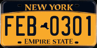 NY license plate FEB0301