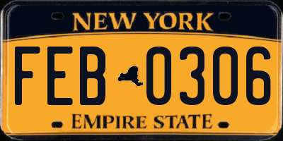 NY license plate FEB0306