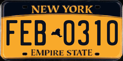 NY license plate FEB0310
