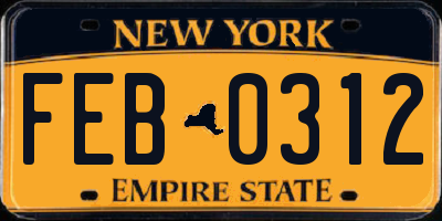 NY license plate FEB0312