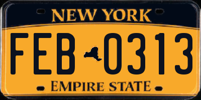 NY license plate FEB0313
