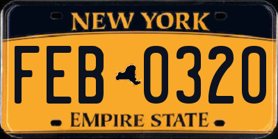NY license plate FEB0320