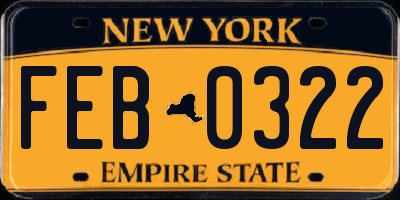 NY license plate FEB0322