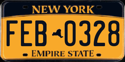 NY license plate FEB0328