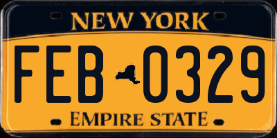 NY license plate FEB0329