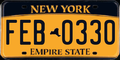NY license plate FEB0330