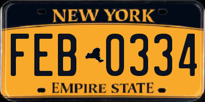 NY license plate FEB0334