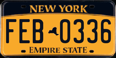 NY license plate FEB0336