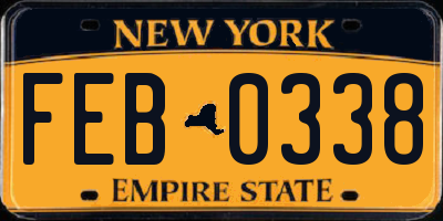 NY license plate FEB0338