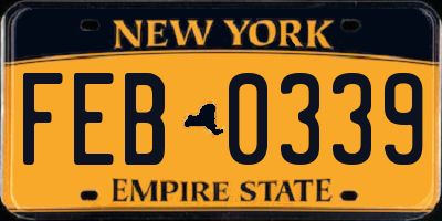 NY license plate FEB0339