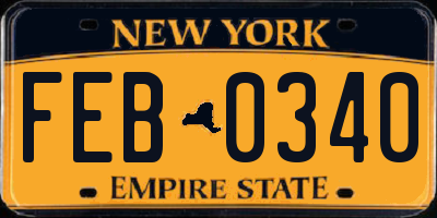 NY license plate FEB0340