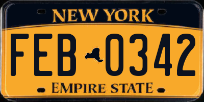 NY license plate FEB0342