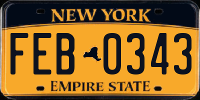 NY license plate FEB0343