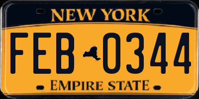 NY license plate FEB0344