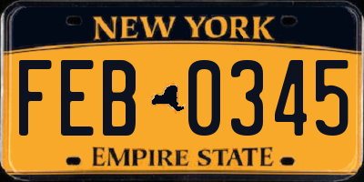 NY license plate FEB0345