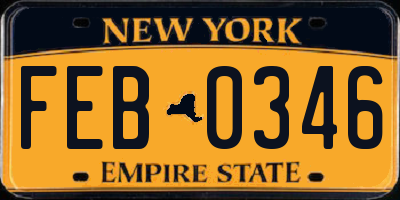 NY license plate FEB0346