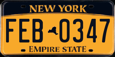 NY license plate FEB0347