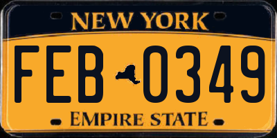 NY license plate FEB0349