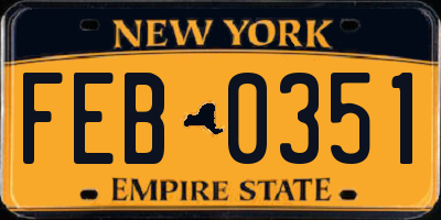 NY license plate FEB0351