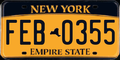 NY license plate FEB0355