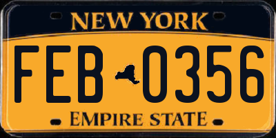 NY license plate FEB0356