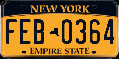 NY license plate FEB0364