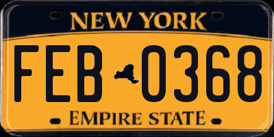 NY license plate FEB0368