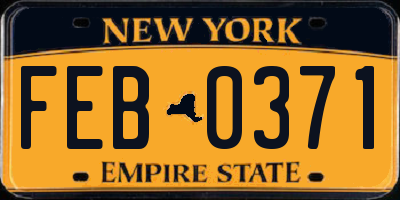 NY license plate FEB0371