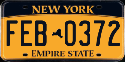 NY license plate FEB0372