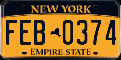 NY license plate FEB0374