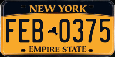NY license plate FEB0375