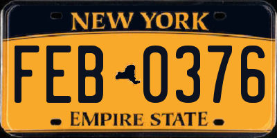 NY license plate FEB0376
