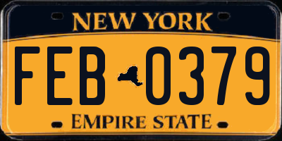 NY license plate FEB0379