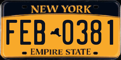 NY license plate FEB0381