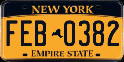 NY license plate FEB0382